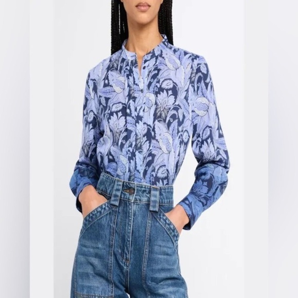 Kobi‎ Halperin Blue Floral Pattern Blouse